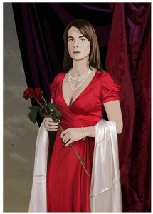 「Ika in a red dress.」、2009、Computer film -52" LCD screen - PC、125.5 x 75 x 12.5 cm、Edition of 4