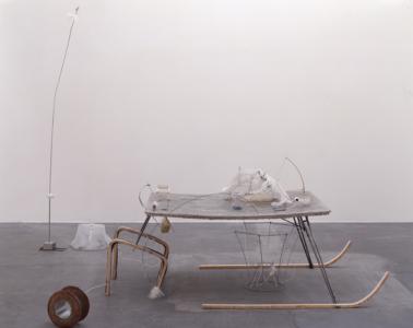 "Silicon SANPO Ruler", 2007, 90 x 187 x 113 cm (table size), mixed media