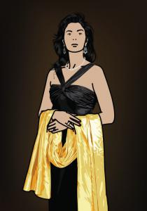 "Antonia with yellow shawl.", 2008, Inkjet on canvas with ebonised pear wood frame, 120 x 83.9 cm