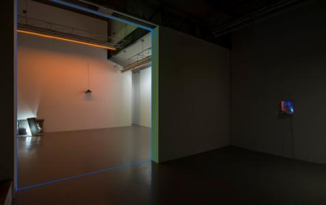 "Falling rope", installation view in SCAI THE BATHHOUSE, 2013Dimensions variable, LED, LED controllers, LCD monitor, speakers, media player, cablesphoto by Nobutada OMOTE | SANDWICH