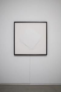 Jeppe Hein, "Rotating Square II", 2011, wooden frame, electric motor, paper, 100 x 100 x 5 (cm) photo by Nobutada Omote